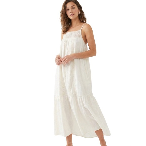 Lucky Brand Dresses & Skirts - Lucky Brand Midi Dress Womens XXL White Boho Lace Festival Tassel Cottagecore